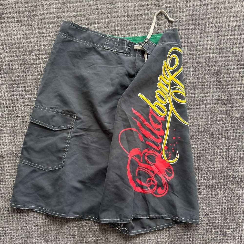 Billabong Board Shorts Mens 36 Black Graphic Y2K Skater Surf Trunks